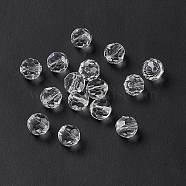 Imitation Austrian Crystal Beads, Grade AAA, K9 Glass, Faceted(32 Facets), Round, Clear, 8mm, Hole: 0.9~1.4mm(SWAR-F021-8mm-001)