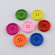 4-Hole Dyed Wood Buttons, Flat Round, Mixed Color, 20x4mm, Hole: 2mm, about 648pcs/500g(BUTT-R033-026)