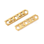 Ion Plating(IP) 304 Stainless Steel Connector Charms, Oval with Moon & Star & Heart Links, Real 18K Gold Plated, 44.5x10.5x3mm, Inner Diameter: 4.5x5.5mm(STAS-L268-036G)