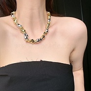 Two Tone Alloy Irregular Twist Beaded Necklaces for Women, Platinum & Golden, 17.87 inch(45.4cm)(NJEW-Z043-01PG-01)