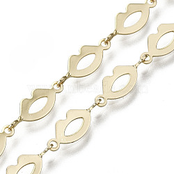 Brass Lip Link Chains, for Jewelry Making, Long-Lasting Plated, Nickel Free, Unwelded, Light Gold, 5x13.5x2.5mm(CHC-N018-056)