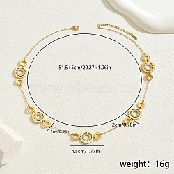 Stainless Steel Crystal Rhinestone Roman Numerals Double Circle Link Chain Necklaces for Women, Golden, 20.28 inch(51.5cm)(TW8896)