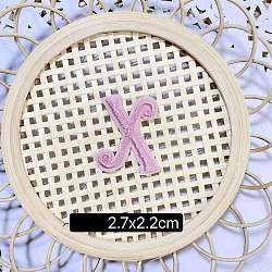 Computerized Embroidery Cloth Self Adhesive Patches, Stick on Patch, Costume Accessories, Letter, Pink, X:27x17mm(FIND-TAC0002-01X)