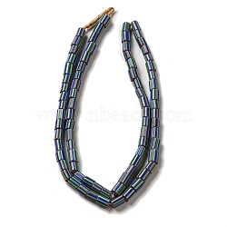 Handmade Lampwork Beads, Column with Stripe, Royal Blue, 6~14x5~8mm, Hole: 1.4~3mm, about 52~78pcs/strand, 25.59~25.98''(65~66cm)(LAMP-B023-07A-05)