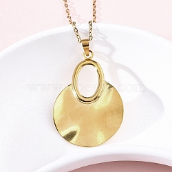 Fan 304 Stainless Steel Pendant Necklaces, Ion Plating(IP), Real 18K Gold Plated, 17.91 inch(45.5cm)(NJEW-M096-23G)