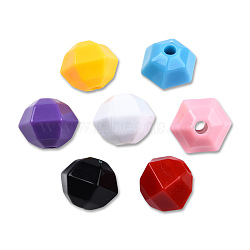 Opaque Acrylic Beads, Faceted Hexagon, Mixed Color, 21x18.5x17mm, Hole: 4.2~4.3mm, about 150pcs/500g(SACR-N017-03)