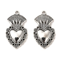 Tibetan Style Alloy Pendant Rhinestone Setting, Cadmium Free & Lead Free, Heart, Antique Silver, 36x20x3mm, Hole: 2mm, about 265pcs/1000g(FIND-C043-067AS)