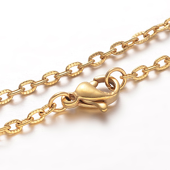 304 Stainless Steel Cable Chain Necklaces, with Lobster Claw Clasps, Golden, 17.7 inch(45cm)