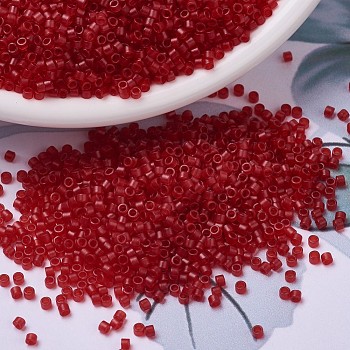 MIYUKI Delica Beads, Cylinder, Japanese Seed Beads, 11/0, (DB0774) Dyed Semi-Frosted Transparent Red, 1.3x1.6mm, Hole: 0.8mm, about 2000pcs/bottle, 10g/bottle