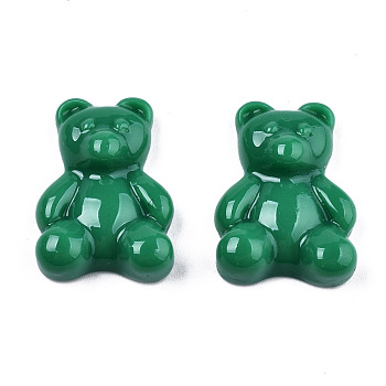 Opaque Resin Cabochons, Bear, Green, 20x15x6~7mm