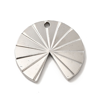 304 Stainless Steel Pendants, Fan Charm, Stainless Steel Color, 25x23.5x2mm, Hole: 1.6mm