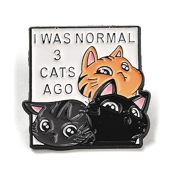 3 Cute Cat Enamel Pin, Alloy Brooch for Backpack Clothes, Colorful, 34x34mm
