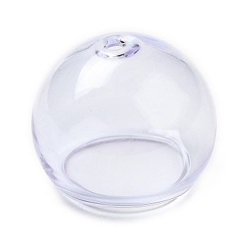 Transparent Glass Bead Cone, for Wind Chimes Making, Half Round, Lilac, 20x17mm, Hole: 1.6mm, Inner Diameter: 12.4mm
