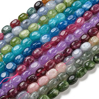 Natural Quartz Beads Strands, Dyed, Faceted, Oval, Mixed Color, 8~12x7~10x7~9mm, Hole: 1.2mm, about 35pcs/strand, 14.96''(38cm)