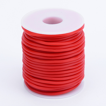 Hollow Pipe PVC Tubular Synthetic Rubber Cord, Wrapped Around White Plastic Spool, Red, 2mm, Hole: 1mm, about 54.68 yards(50m)/roll