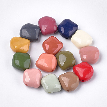 Acrylic Beads, Nuggets, Mixed Color, 23.5x23x12.5mm, Hole: 2.5mm, about 125pcs/500g