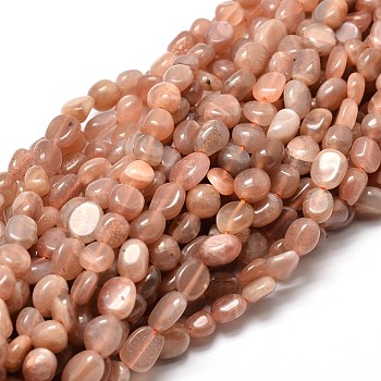 Natural Sunstone Nuggets Beads Strands, Tumbled Stone, 5~10x6~7x3~7mm, hole: 1mm, about 14.9 inch~15.7 inch