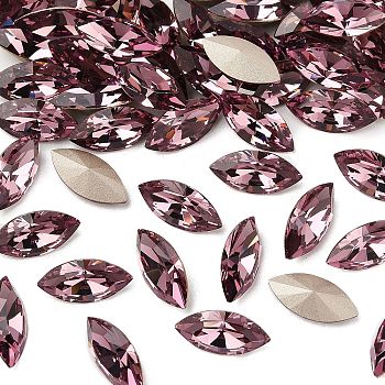 Preciosa&reg MAXIMA Crystal Fancy Stones, Czech Crystal, 435 14 615 Navette(Horse Eye), Dura Foiling, 20020 Light Amethyst, 15x7mm