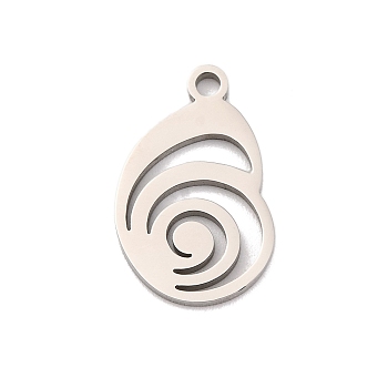 Non-Tarnish 201 Stainless Steel Pendants, Laser Cut, Conch Charm, Stainless Steel Color, 16x10x1mm, Hole: 1.5mm