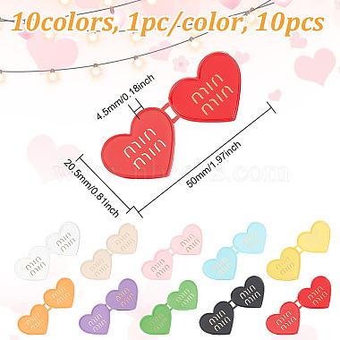 10Pcs 10 Colors Dopamine Color Series Heart with Word Spray Painted Alloy Adjustable Jean Button Pins(FIND-GO0001-45)-2