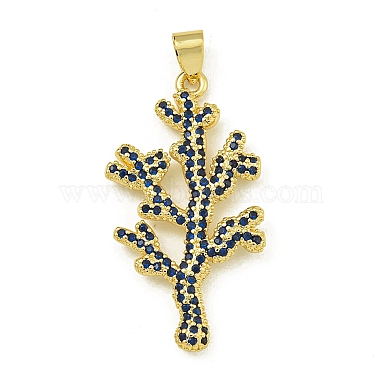 Real 18K Gold Plated Marine Blue Other Plants Brass+Cubic Zirconia Pendants