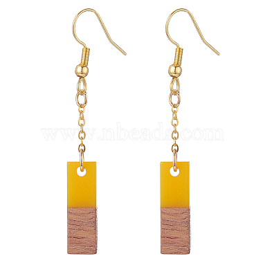 6 Pair 6 Color Resin & Walnut Wood Rectangle Dangle Earrings(EJEW-JE05252)-3
