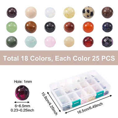 yilisi 450шт 18 цветные бусины из натуральных и синтетических драгоценных камней(G-YS0001-10)-3
