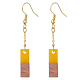 6 Pair 6 Color Resin & Walnut Wood Rectangle Dangle Earrings(EJEW-JE05252)-3