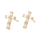 Clear Cubic Zirconia Cross Stud Earrings(KK-E005-23G)-1