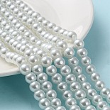 8mm White Round Glass Pearl Beads(X-HY-8D-B01)