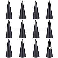 Fingerinspire 12Pcs Wooden Finger Ring Display Stands, Cone, Black, 3x7.9cm(RDIS-FG0001-25)