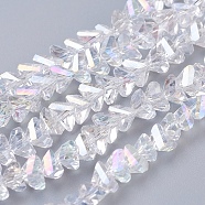 Electroplate Glass Beads Strands, AB Color Plated, Faceted, Triangle, Clear AB, 4.5x5x6mm, Hole: 1mm, about 88~90pcs/strand, 28~30cm(X-EGLA-J146-6mm-AB01)