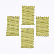 Acrylic Pendants, Imitation Woven Rattan Pattern, Rectangle, Dark Khaki, 48.5x29x4mm, Hole: 2mm(OACR-T014-07F)