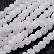 Synthetic Crackle Quartz Beads Strands, Round, Synthetic Crystal, Clear, Clear, 10mm, Hole: 1mm, about 40 pcs/strand, 15.5 inch(GBA092-10MM)