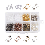DIY Earring Making, with Iron Stud Earring Findings, Plastic Earring Ear Nuts/Earring Backs, Mixed Color, 11x7x3cm, about 700pcs/box(DIY-JP0005-07)
