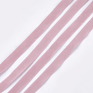 Faux Suede Fabric Ribbon, Polyester Ribbon, For DIY Hair Bow Making, Pink, 10mm, about 100yards/roll(91.44m/roll)(OCOR-S115-04F)