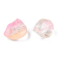 Transparent Spray Painted Glass Beads, Two Tone, Dumplings, Pink, 10x13x9mm, Hole: 1.2mm(GLAA-N035-033-G03)