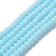 Glass Beads Strands, Faceted, Frosted, Rondelle, Pale Turquoise, 10mm, Hole: 1mm, about 63~65pcs/strand, 19.2~20 inch(48~50cm)(EGLA-A034-P10mm-MD06)