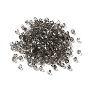 Transparent Glass Beads, Bicone, Light Grey, 4x4x3.5mm, Hole: 1mm, 720pcs/bag(GGLA-Z004-05B)