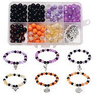 Halloween Bracelet Making Kit, Including Glass Imitation Jade & Acrylic Pearl Beads, Witch & Skeleton & Spider Alloy Pendants, Mixed Color, 182Pcs/box(DIY-SC0021-87)