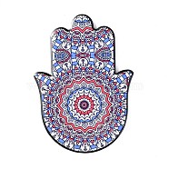 Hamsa Hand/Hand of Miriam with Evil Eye Pattern Porcelain Cup Mats, Anti-Slip Heat Resistant Cork Bottom Coasters, Cornflower Blue, 144x105x7.5mm(DJEW-H008-01F)