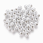 ABS Plastic Beads, Eco-Friendly Electroplated Beads, Round, Silver Plated, 5.5~6mm, Hole: 1.8mm, about 288pcs/32g(X-KY-G007-6mm-S)