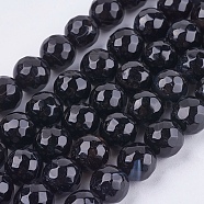 Natural Madagascar Black Agate Bead Strands, Faceted, Round, Dyed & Heated, 8mm(G-N213C-56)