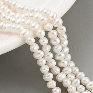Natural Cultured Freshwater Pearl Beads Strands, Potato, Floral White, 3.8~4.2mm, Hole: 0.6mm, about 43pcs/strand, 6.50 inch(16.5cm)(PEAR-C003-08C)