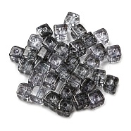 500Pcs Transparent Glass Beads, Square, Gray, 6.5x6.5x6mm, Hole: 1.8mm(EGLA-NH0001-01C)
