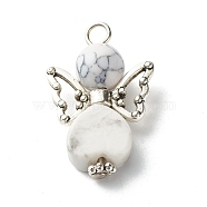 Howlite Pendants, with Tibetan Style Alloy Beads and Iron Findings, Butterfly & Round & Heart, Angel, Antique Silver & Platinum, 28x18x8mm, Hole: 3mm(X-PALLOY-JF00953)