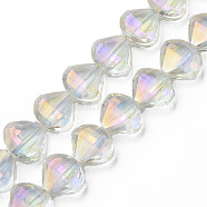 Electroplate Transparent Glass Beads Strands, Faceted, Teardrop, Light Goldenrod Yellow, 10.5x12x6.5mm, Hole: 1mm, about 60pcs/strand, 25.59 inch(65cm)(EGLA-N002-36-C04)