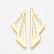 Brass Pendants, Double Triangle, Nickel Free, Real 18K Gold Plated, 39.5x12.5x1mm, Hole: 0.8mm(KK-S350-176)