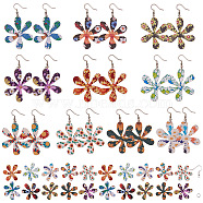 SUNNYCLUE DIY Dangle Earrings Making Kits, Printing PU Leather Pendants with Double-Sided Flower Pattern, Brass Earring Hooks and Iron Jump Rings, Mixed Color, about 80pcs/set(DIY-SC0009-40P)