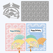 2Pcs 2 Styles Carbon Steel Cutting Dies Stencils, for DIY Scrapbooking, Photo Album, Decorative Embossing Paper Card, Stainless Steel Color, Fan Pattern, 8.7~11x9.1~15.1x0.08cm, 1pc/style(DIY-WH0309-667)
